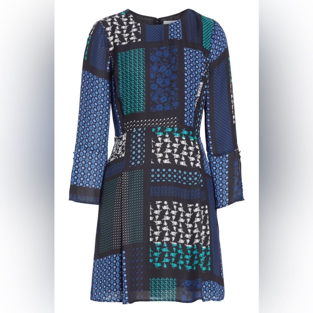 NWT Derek Lam 10 Crosby Silk Print Fit & Flare Dress - Picture 5 of 7
